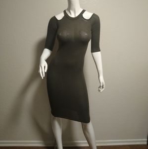 Heart Hips Cold Shoulder Olive Green Black Small Dress -- Final Price